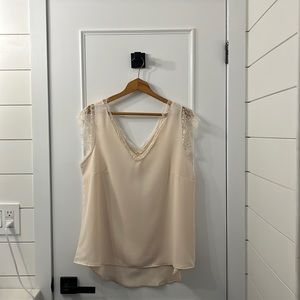 Amazon Cream Eyelash Lace Tank